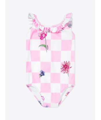 Versace Baby Girls Damier Flowers Swimsuit in Pink store