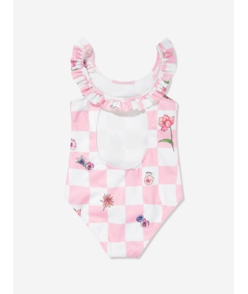 Versace Girls Damier Flowers Swimsuit in Pink le concept de la Pate a emporter 