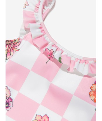 Versace Girls Damier Flowers Swimsuit in Pink le concept de la Pate a emporter 