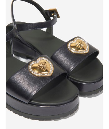 Versace Girls Medusa Heart Sandals in Black shop