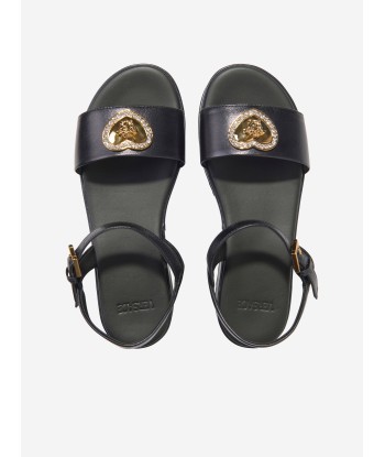 Versace Girls Medusa Heart Sandals in Black shop