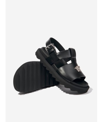 Versace Kids Leather Medusa Sandals in Black france