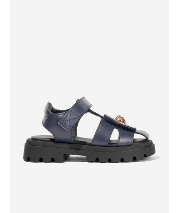 Versace Kids Leather Medusa Logo Sandals in Black Les magasins à Paris