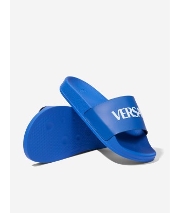 Versace Boys Logo Sliders in Blue destockage