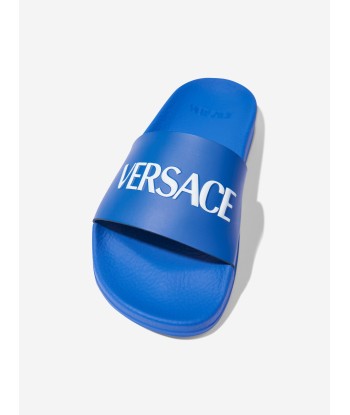 Versace Boys Logo Sliders in Blue destockage