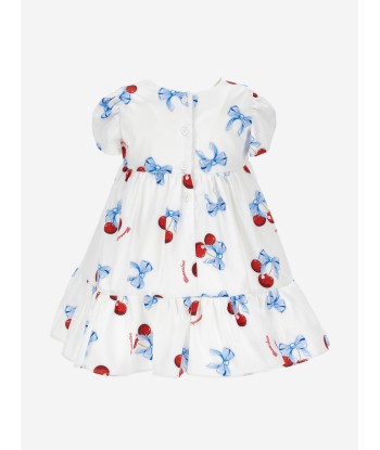 Monnalisa Baby Girls Cherry Print Dress in White destockage