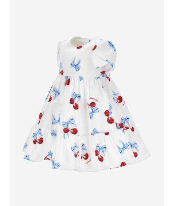 Monnalisa Baby Girls Cherry Print Dress in White destockage